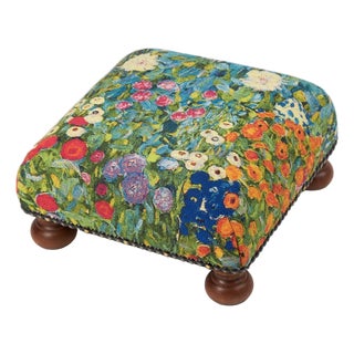 Klimt Flowers Tapestry Footstool For Sale