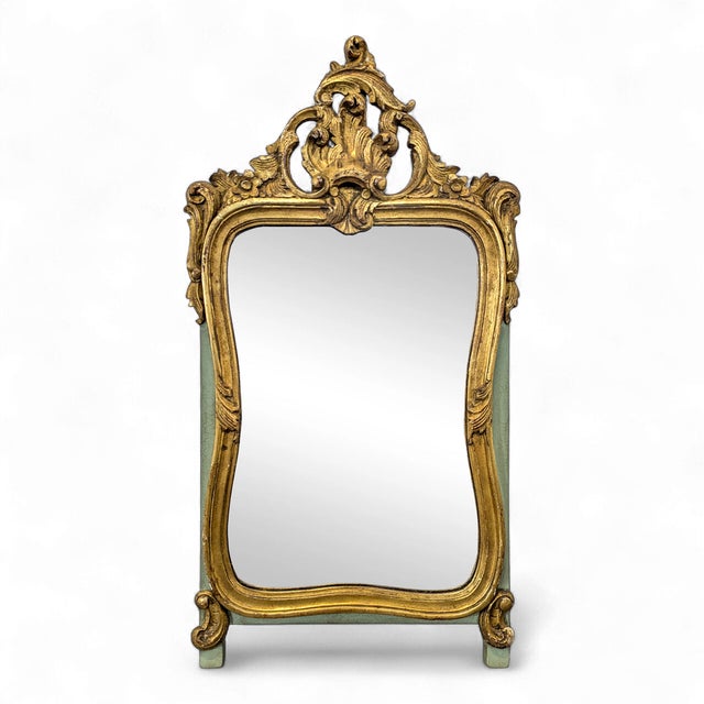 Glass Regency Mirror with Gilded Wood Pediment For Sale - Image 7 of 7