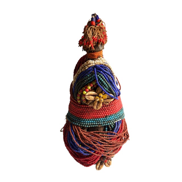 African Vintage African Beaded Fali Namji Twin Fertility Dolls Cameroon 10.5" H For Sale - Image 3 of 6