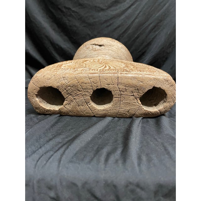 Indian Antique Wooden Candleholder/Seeder - Hand Carved in India For Sale - Image 3 of 9