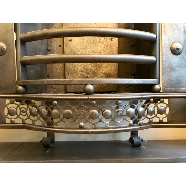 Metal Antique Georgian Style Burnished Steel and Wrought Iron Fire Grate For Sale - Image 7 of 12