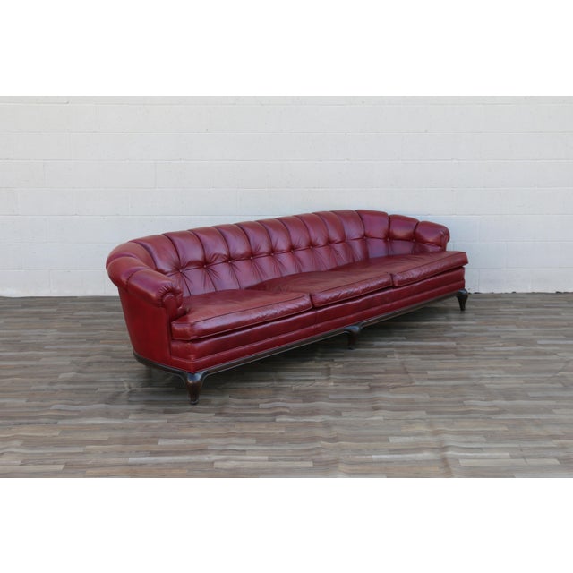 Ruby Red Monteverdi-Young Mid-Century Modern Tufted Ruby Red Leather Sofa, 1973 For Sale - Image 8 of 18