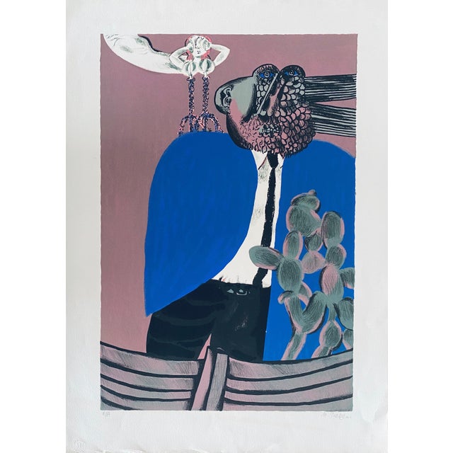 Naftali Bezem, Israeli Surrealist Judaica Abstract Lithograph Naftali Bezem For Sale - Image 4 of 10