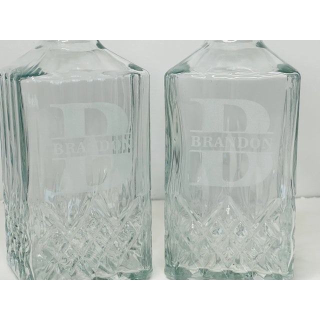 1960s Vintage 1960s Brandon Square Glass Decanters- a Pair For Sale - Image 5 of 6