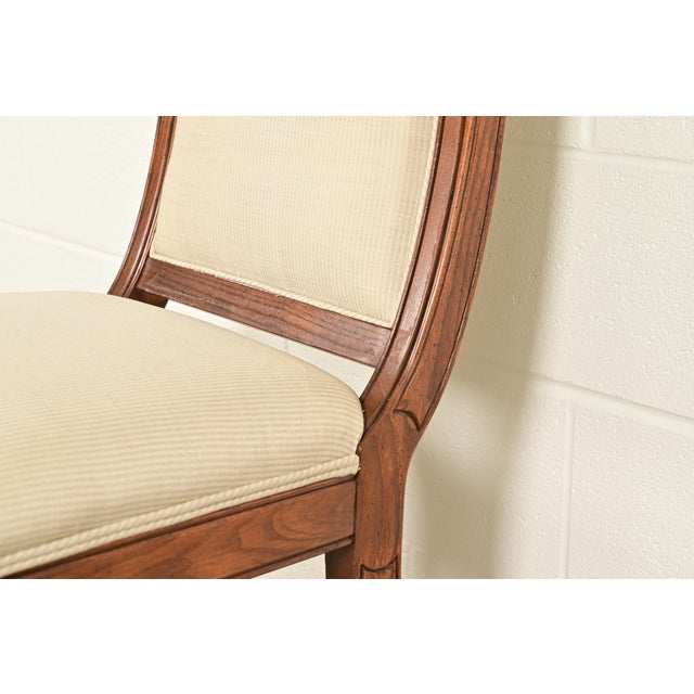 Brown Henredon French Regency Louis XVI Carved Oak Dining Chairs, Set of Four For Sale - Image 8 of 15