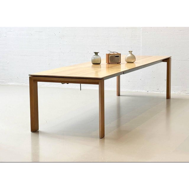Large Dining Table in Knotted Oak with Integrated Insert Leaf from Seetal Swiss For Sale - Image 9 of 18