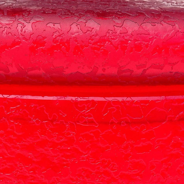 Vintage Murano Ruby Red Corroso Texture Italian Art Glass Large Vanity Jewelry Casket Decorative Box For Sale In Orlando - Image 6 of 7