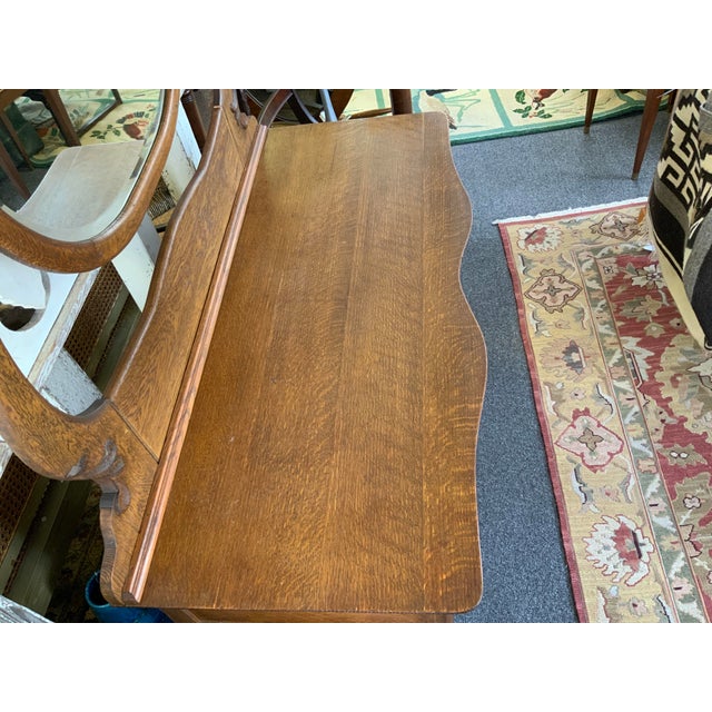 Circa 1890 Victorian American Oak Chest With Mirror For Sale - Image 4 of 10