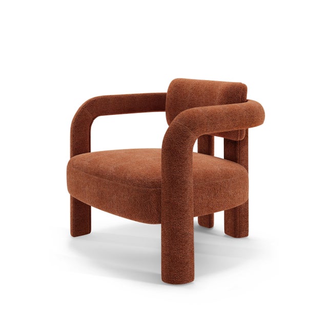 Not Yet Made - Made To Order Double Arch Armchair in Orange Chenille from Insidherland For Sale - Image 5 of 5
