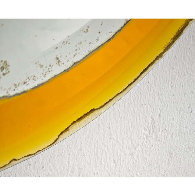 Glass Mid-Century Modern Wall Mirror in Yellow Glass by Cristal Art, Italy, 1960 For Sale - Image 7 of 18