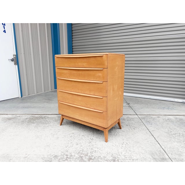 Mid-Century Modern Mid-Century Modern Five-Drawer Maple Highboy, 1960s For Sale - Image 3 of 11