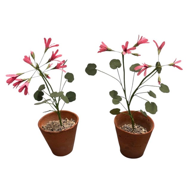 Rustic Pair of Artisan Flowers For Sale - Image 3 of 12