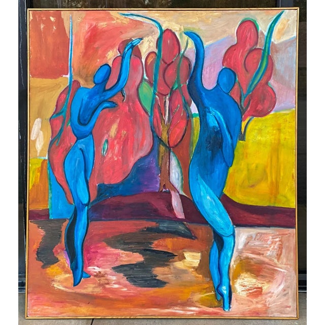 Late 20th-C. Signed Modern Abstract Signed Oil on Canvas -Adam and Eve For Sale In Atlanta - Image 6 of 7