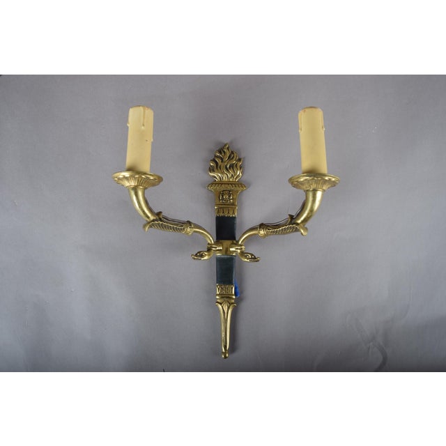 Ornate Brass Torch Wall Sconces, 1950s, Set of 4 For Sale - Image 11 of 18