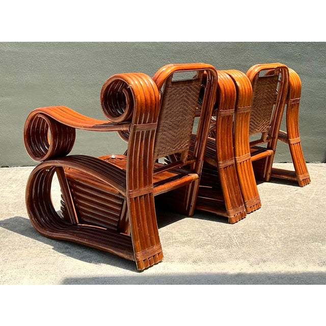 Vintage Italian Sculptural Rattan and Cane Lounge Chairs - A Pair For Sale - Image 12 of 18