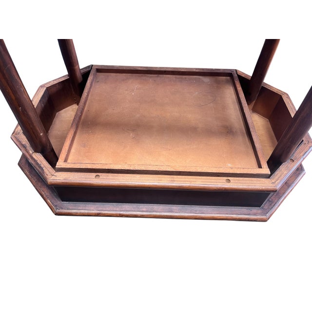 Brown 1980s Bombay Company Side Table With Hidden Drawer and Lower Caned Shelf. For Sale - Image 8 of 12