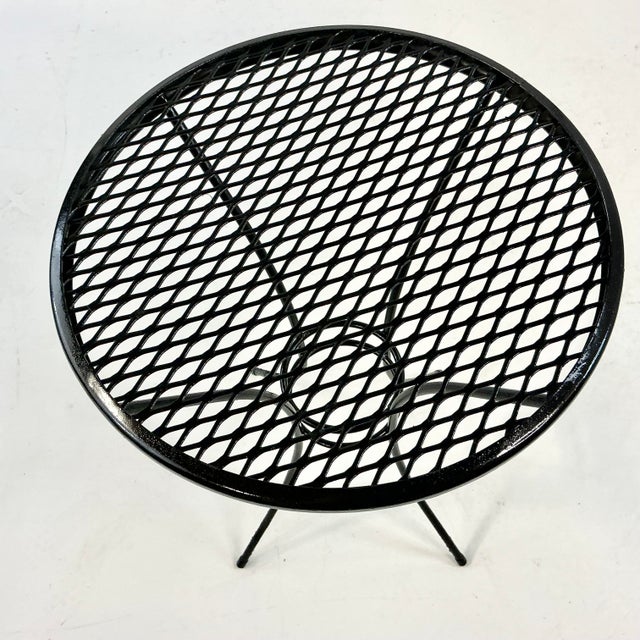 Black Mid-Century Atomic Mesh Salterini Style Boho Chic Outdoor Drinks Table, Newly Painted For Sale - Image 8 of 10