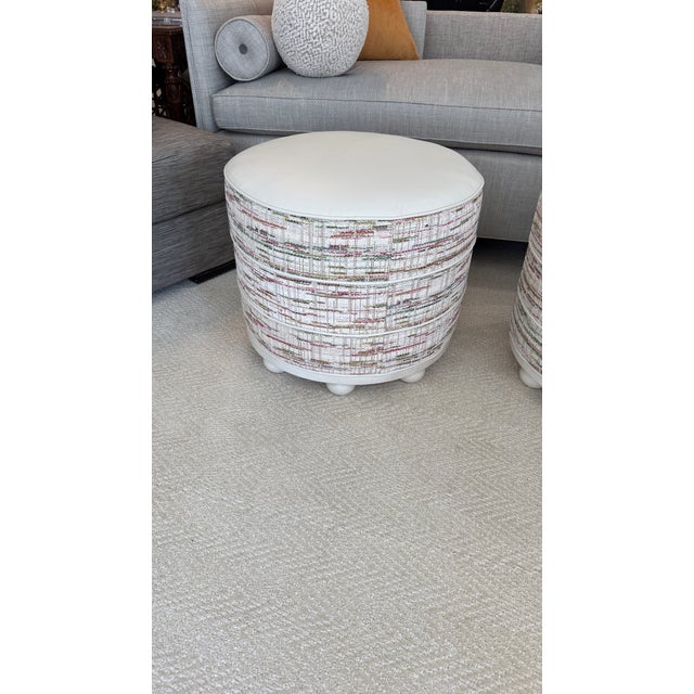 Custom Round Ottomans by Wesley Hall For Sale - Image 6 of 7