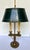 Vintage French Brass Bouillotte Two Candle Lamp W/Green Metal Shade For Sale - Image 10 of 14