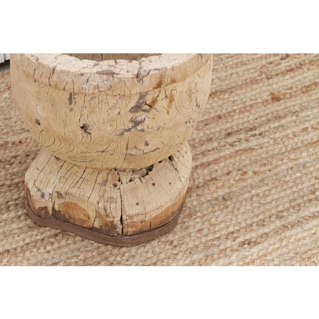 19th Century Rustic Bleached Wood Ukhali Pot For Sale - Image 5 of 9