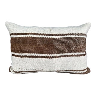 Turkish Hemp Pillow Cushion Natural Beige Brown Pillow Cushion Cover 16" x 24" For Sale
