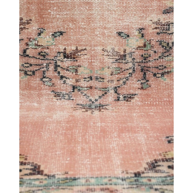 1970s Vintage Turkish Oushak Handmade Wool Cotton Orange Area Rug For Sale - Image 4 of 11