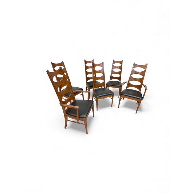 Wood Mid-Century Modern Kent Coffey Perspecta Catseye Dining Chairs - Set of 6 For Sale - Image 7 of 9
