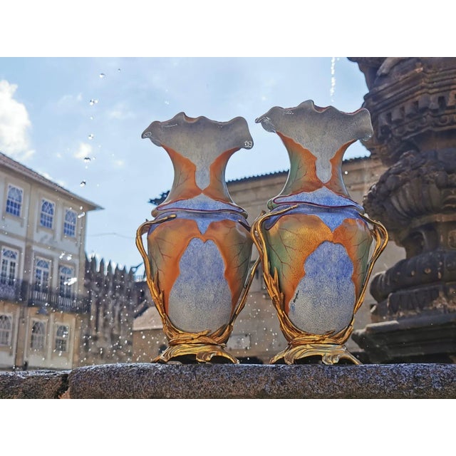 Blue Vases, 1980s, Set of 2 For Sale - Image 8 of 18