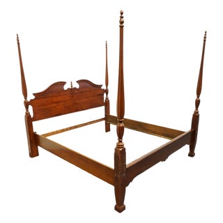 King Size Carved Cherry Wood Kincaid Furniture Limited Edition General William Lenoir Four Poster Rice Bed - Late 20th Century - 82" X 89" X 84" For Sale