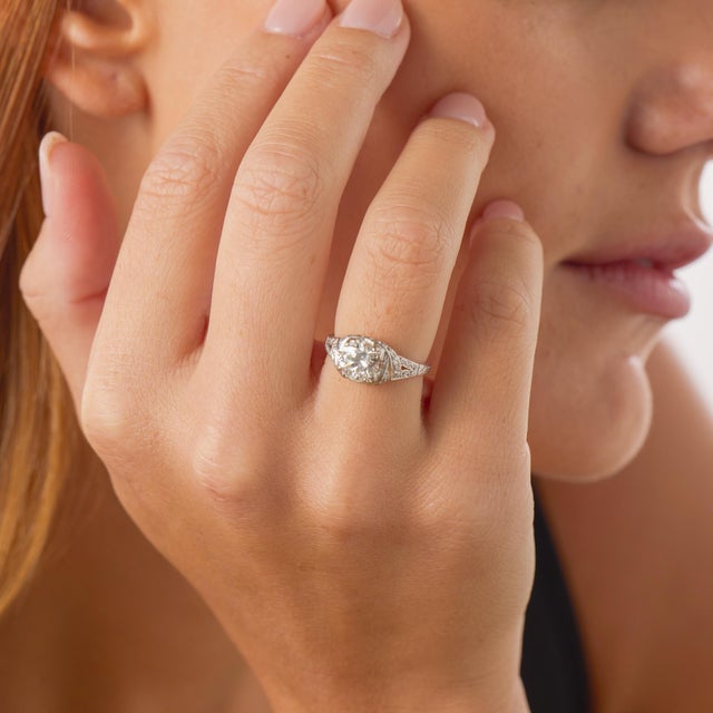 Mid 20th Century Vintage Gia 3.61 Carat Fancy Yellow Radiant Cut Diamond Two Tone Engagement Ring, Size 6.25 For Sale - Image 5 of 6