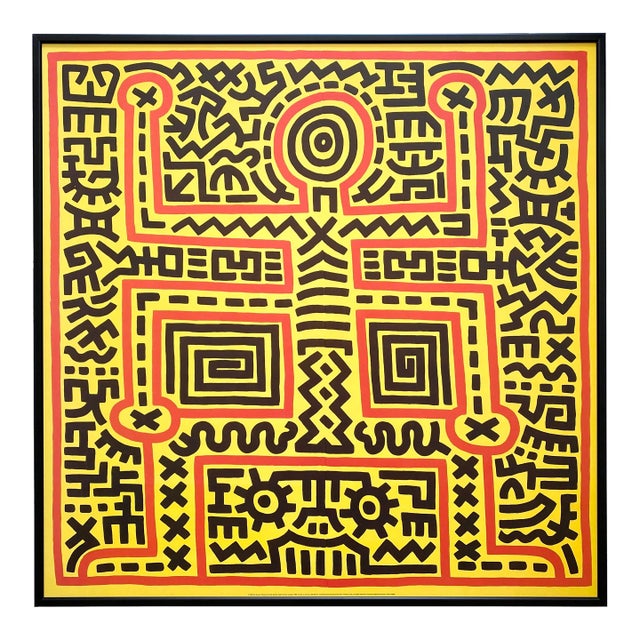 Keith Haring Estate Vintage 1999 Lithograph Print Large Framed Pop Art Poster " Untitled " 1983 For Sale