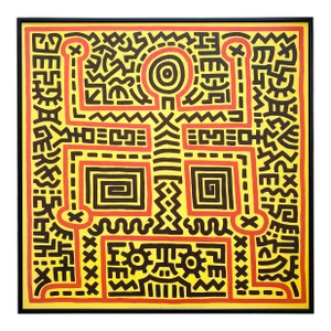 Keith Haring Estate Vintage 1999 Lithograph Print Large Framed Pop Art Poster " Untitled " 1983