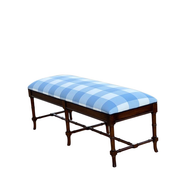 English Faux Bamboo Bench in Serena & Lily For Sale - Image 10 of 11