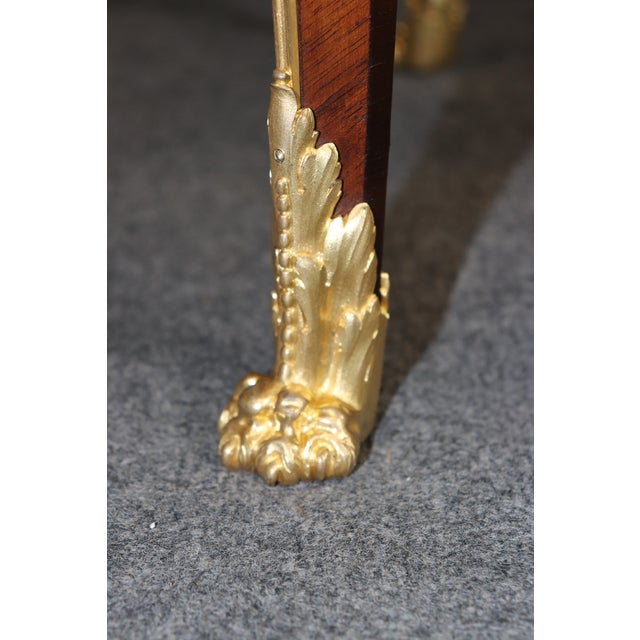 Fine Quality Dore' Bronze French Paul Sormani Parquetry Inlaid Walnut Desk For Sale - Image 12 of 14