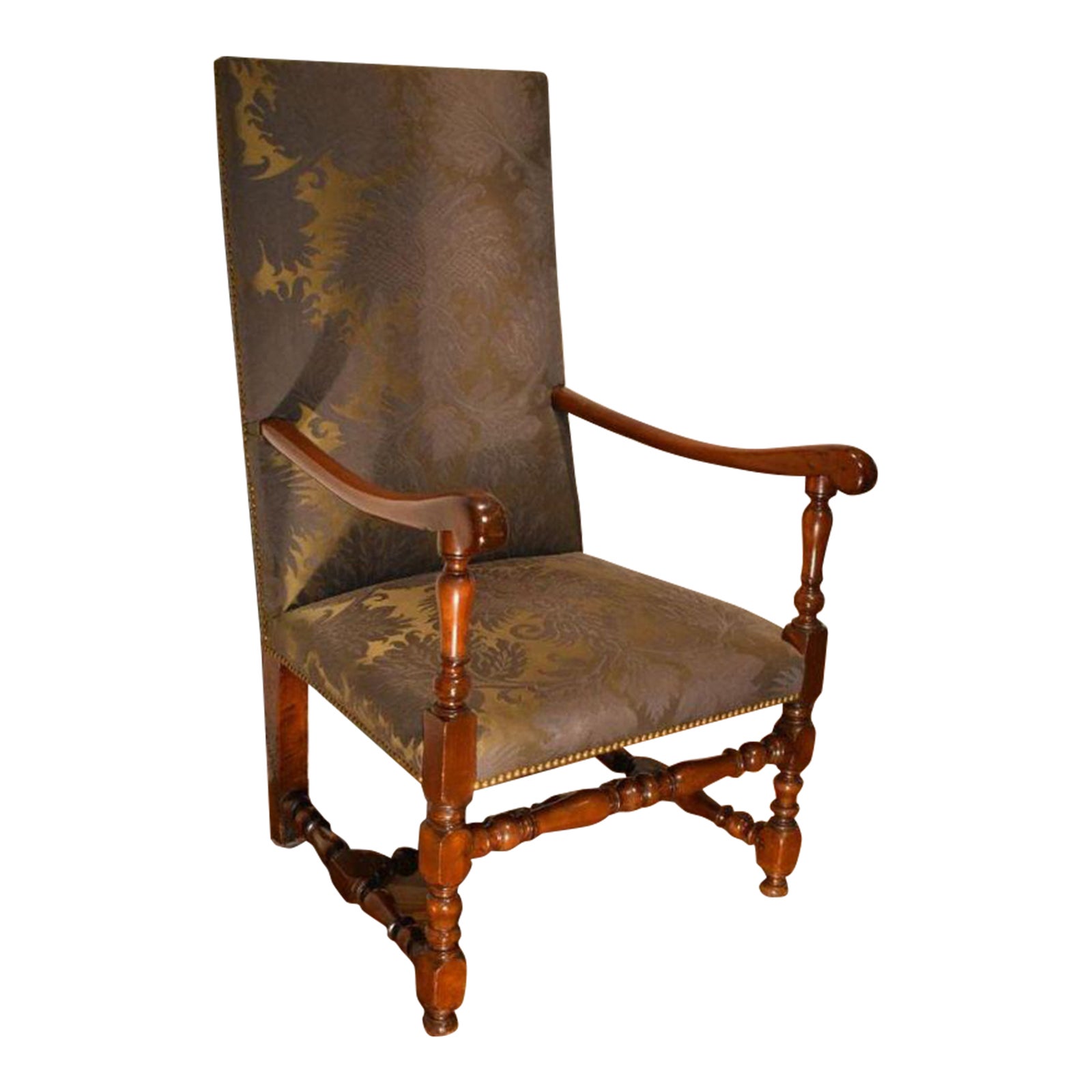 17th Century Antique French Baroque Louis XIII Walnut Armchair