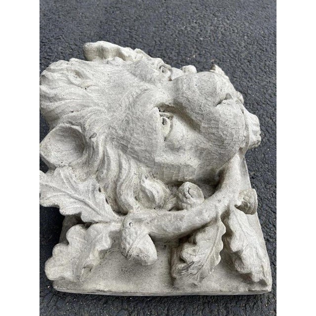 Stone Cast Stone Lion Head Fountain Mask with Oak Leaves and Acorns For Sale - Image 7 of 16