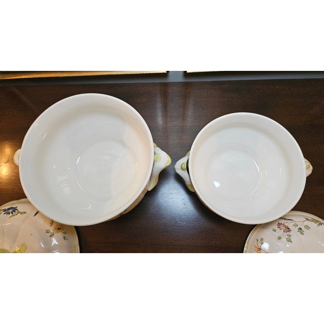 1970s French Hand Painted French Longchamp Moustiers Faience Casseroles - a Pair For Sale - Image 13 of 18