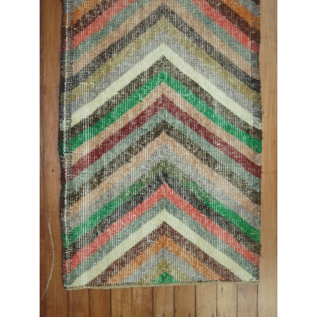 Mid 20th Century 20thC Funky Mid-Century Modern Turkish Deco Runner - 1'9" x 5'7" For Sale - Image 5 of 6