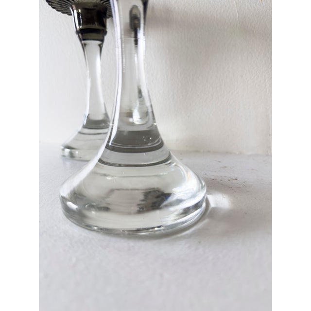 Early 20th Century Pair of Early 20th Century Art Deco Glass Candlestick Holders For Sale - Image 5 of 9