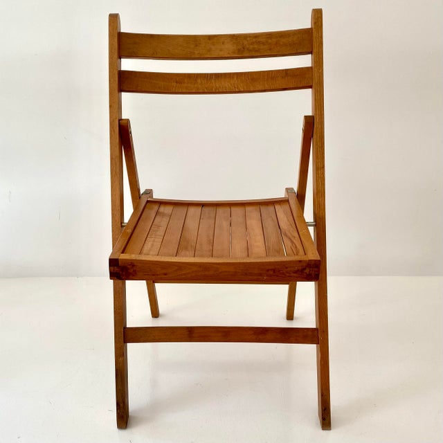 Mid-Century Modern Striking Mid Century Solid Wood Folding Chairs. Made in Yugoslavia For Sale - Image 3 of 13