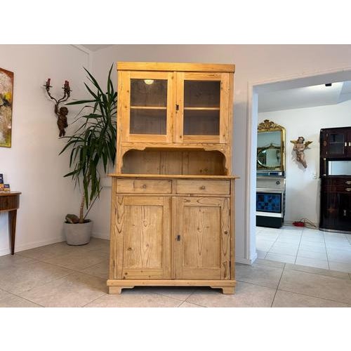Original Art Nouveau Kitchen Sideboard/Buffet, Natural Wood. Dimensions in cm: Height x Width x Depth 198 x 111 x 51. For...