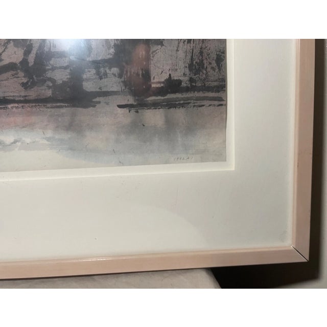 Large Vintage 1992 Original Chinese Ink Watercolor Mountain Landscape Painting For Sale - Image 14 of 17