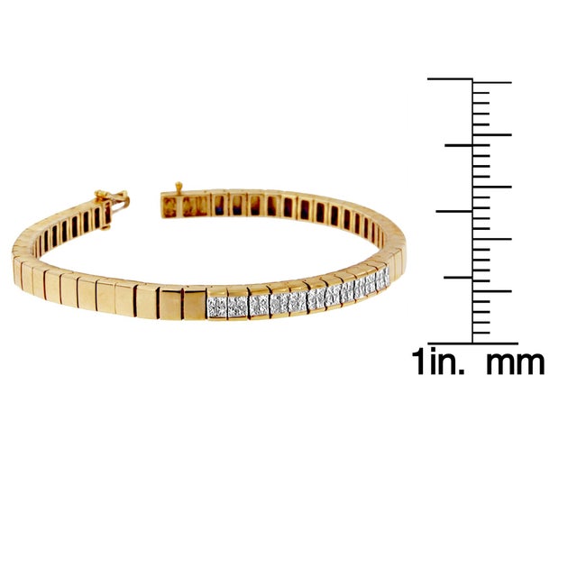 14K Yellow Gold Princess Cut Diamond Banded Bracelet (1.00 cttw, G-H Color, VS1-VS2 Clarity) For Sale - Image 4 of 4