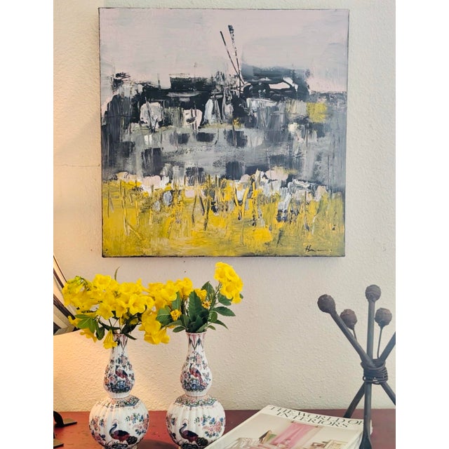 2000 - 2009 Abstract Mixed Media Painting by Artist Kathyrn Henneman, Signed (20” X 20”) For Sale - Image 5 of 5