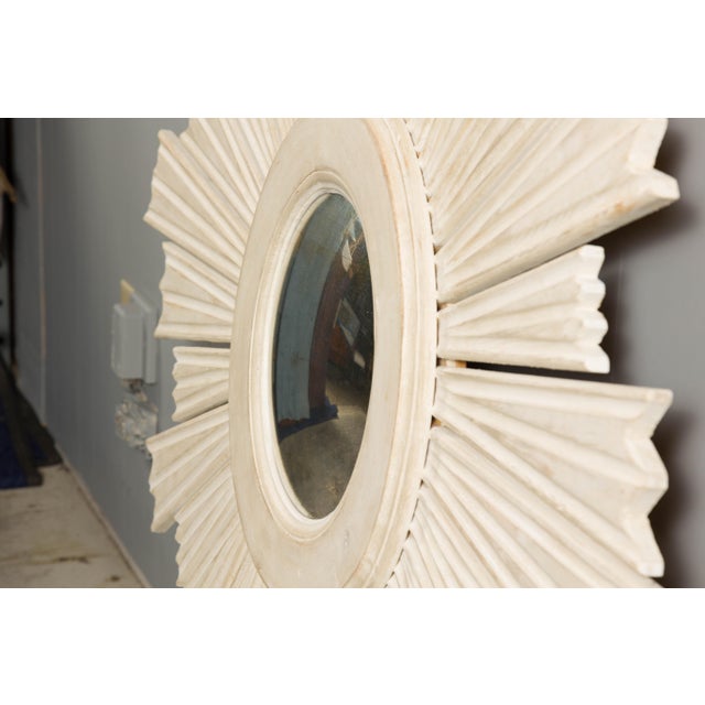 Painted Wood Modern Custom Sunburst with Convex Mirror with Varying Rays For Sale - Image 4 of 12