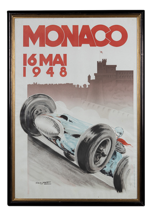 Vintage 20th Century Framed 1948 Monaco Grand Prix Poster by Georges Hamel, 1985