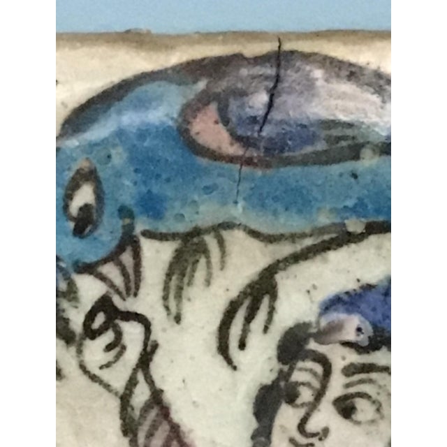 Antique 19th-Century Persian Qajar Dynasty Polychrome Tile – Falconer on Horseback For Sale In Washington DC - Image 6 of 7