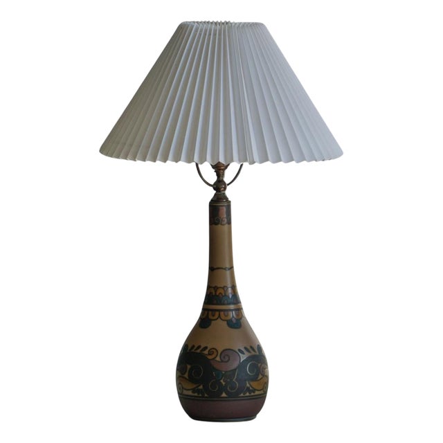 Art Nouveau Table Lamp in Terracotta attributed to L. Hjorth, Bornholm, 1930s For Sale