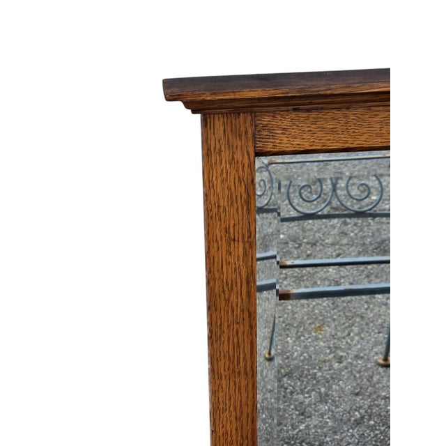 19th Century 19th Century Arts and Craft American Solid Oak Mirror. For Sale - Image 5 of 15