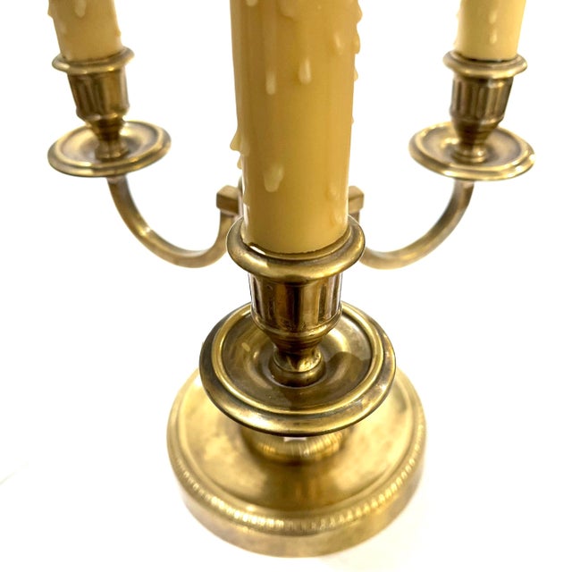 Vintage Solid Brass 3-Arm Bouillotte Lamp - Made in Italy For Sale - Image 4 of 15